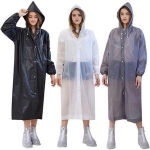 EVA Rain Ponchos  Reusable, Elastic Cuff Rain Coat with Hood for Women & Men